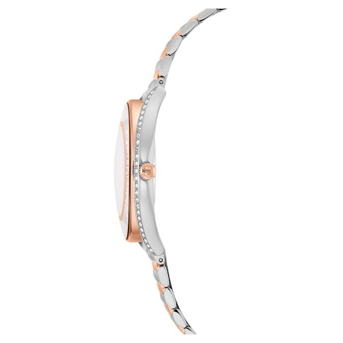 Crystalline aura watch Swiss Made, Metal bracelet, Rose gold tone, Mixed metal finish