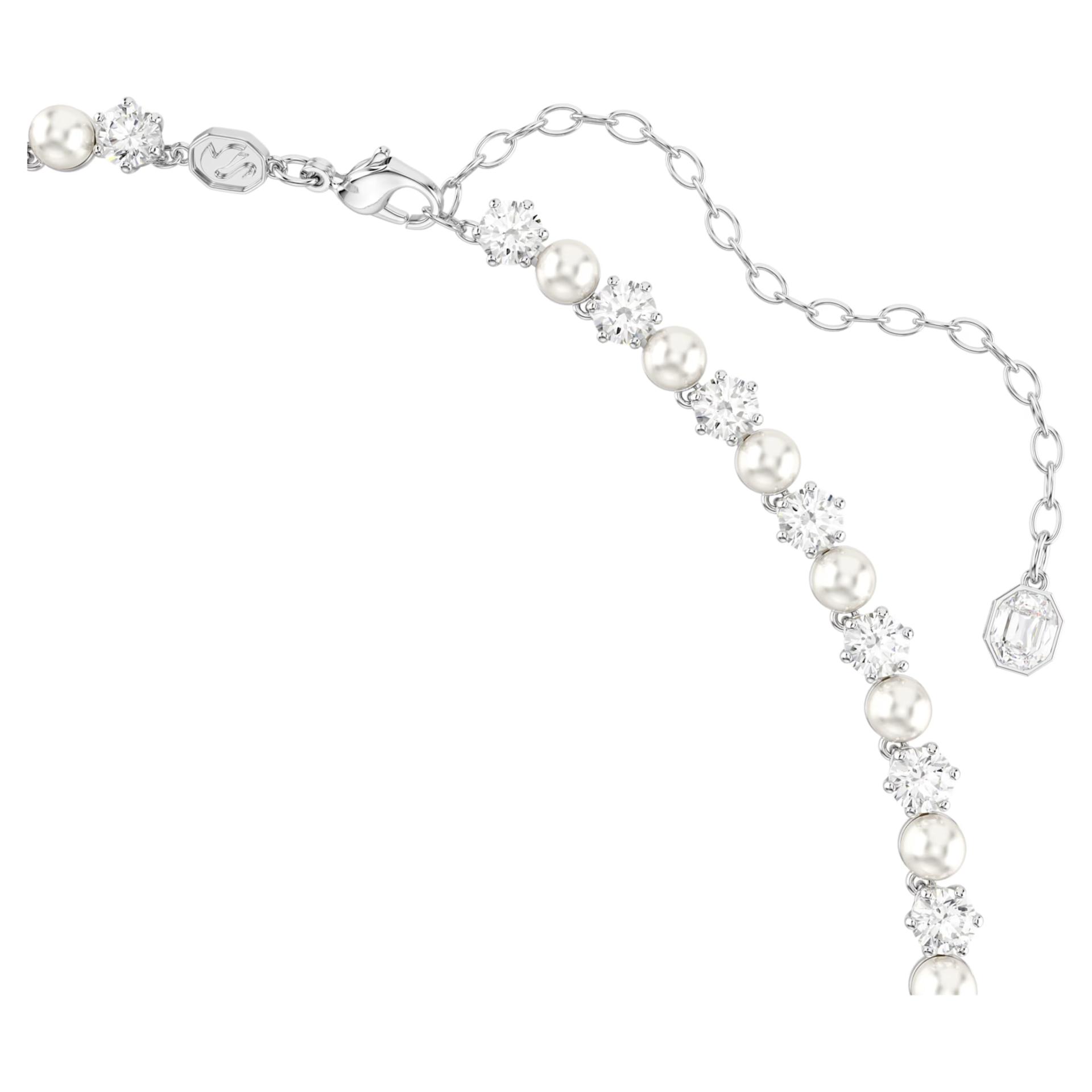 Matrix set Crystal pearl, Round cut, White, Rhodium plated :: Royal Crystal