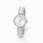 Matrix pearl bangle watch Swiss Made, Crystal bracelet, White, Stainless steel