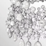 Constella choker Crystal pearl, Round cut, White, Rhodium plated