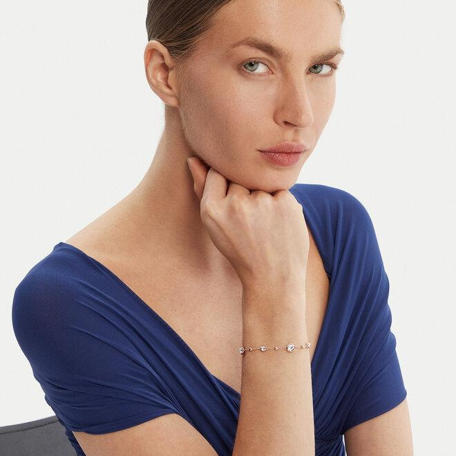 Imber bracelet Round cut, White, Rose gold-tone plated