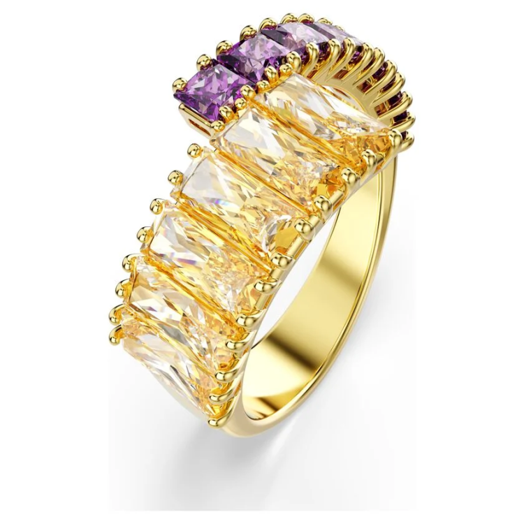 Matrix ring Mixed cuts, Multicolored, Gold-tone plated