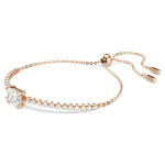 Matrix Tennis bracelet Mixed cuts, White, Rose gold-tone plated