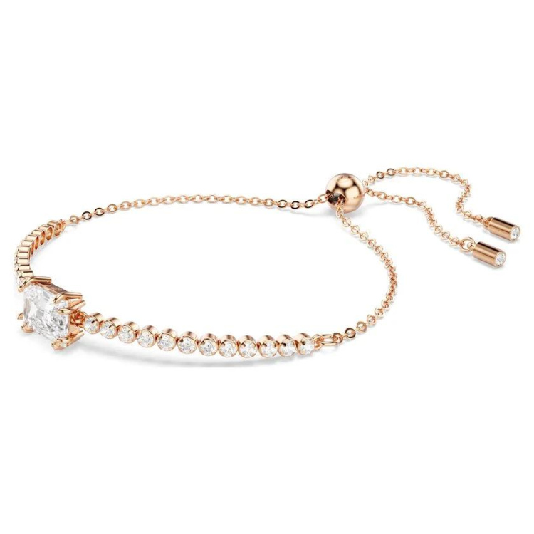 Matrix Tennis bracelet Mixed cuts, White, Rose gold-tone plated