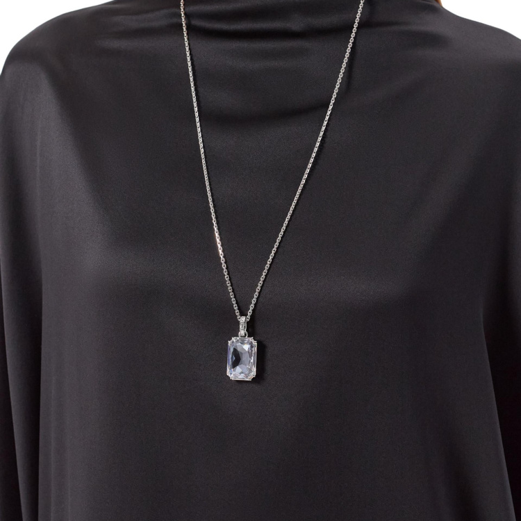 Millenia pendant Octagon cut, White, Rhodium plated