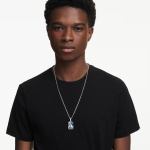 Millenia pendant Octagon cut, White, Rhodium plated