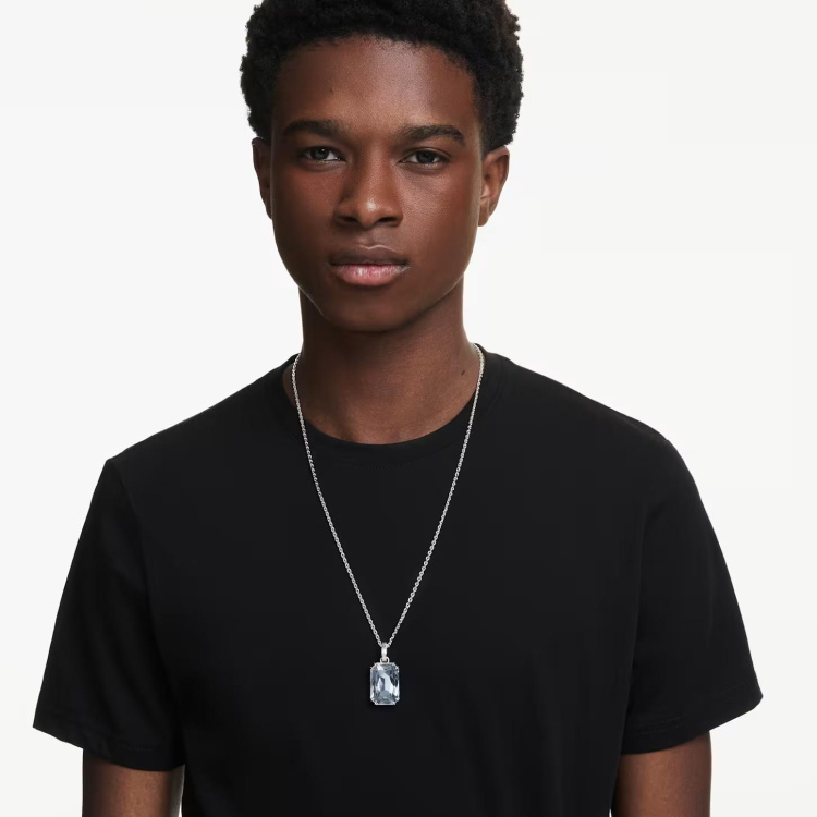 Millenia pendant Octagon cut, White, Rhodium plated