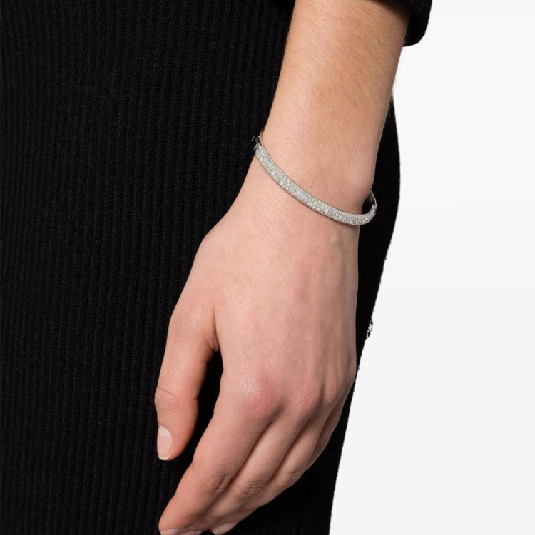 Sublima bangle Snow pavé, White, Gold-tone plated