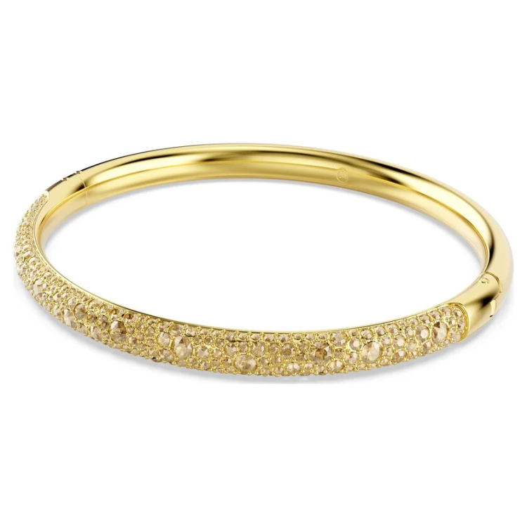 Sublima bangle Snow pavé, White, Gold-tone plated