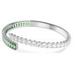 Matrix bangle Mixed cuts, Green, Rhodium plated