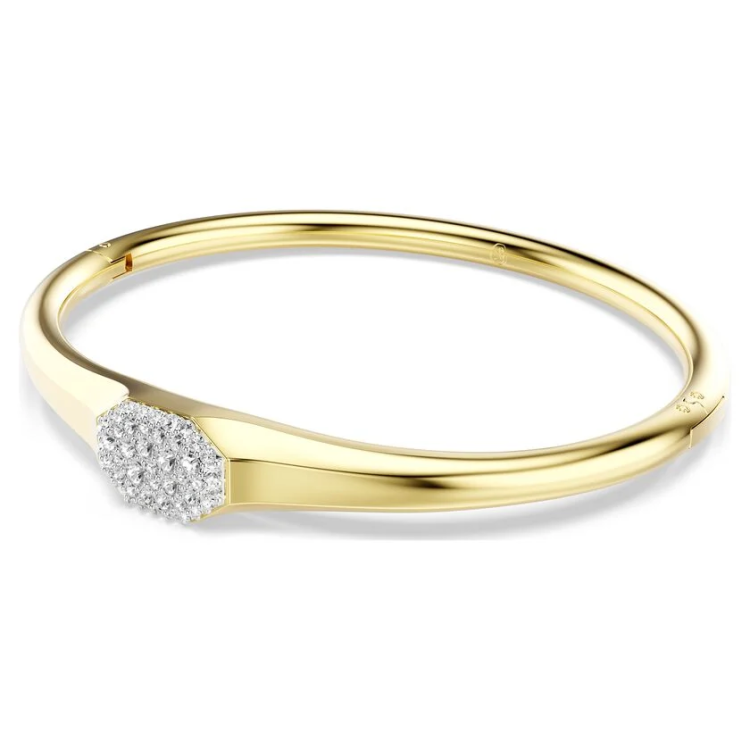 Dextera bangle Round cut, White, Gold-tone plated