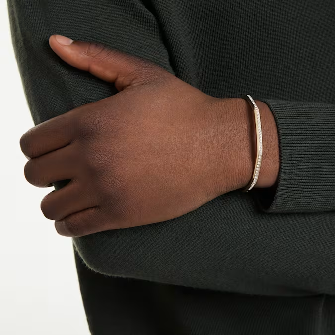 Dextera bangle Octagon shape, Round cut, White, Gold-tone plated