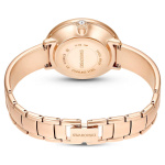 Crystalline Bangle watch Swiss Made, Metal bracelet, Beige, Rose gold-tone finish