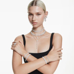 Matrix ring Baguette cut, White, Silver-tone finish