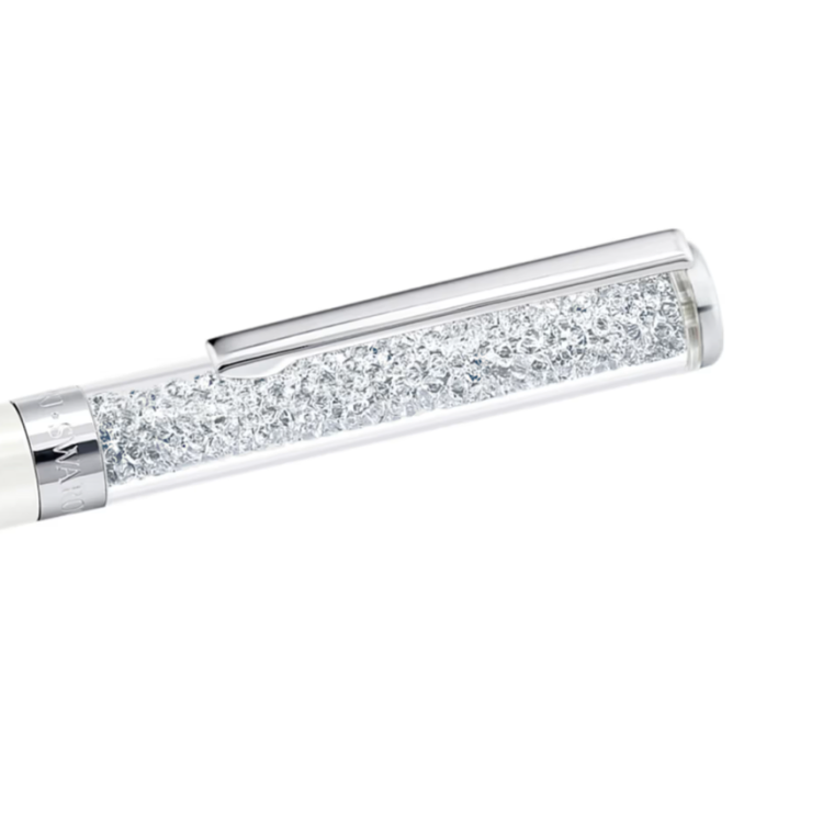 Crystalline ballpoint pen White, White lacquered, Chrome plated