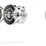 Matrix stud earrings Crystal pearl, Round cut, White, Rhodium plated