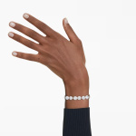 Una bracelet Round cut, White, Rhodium plated