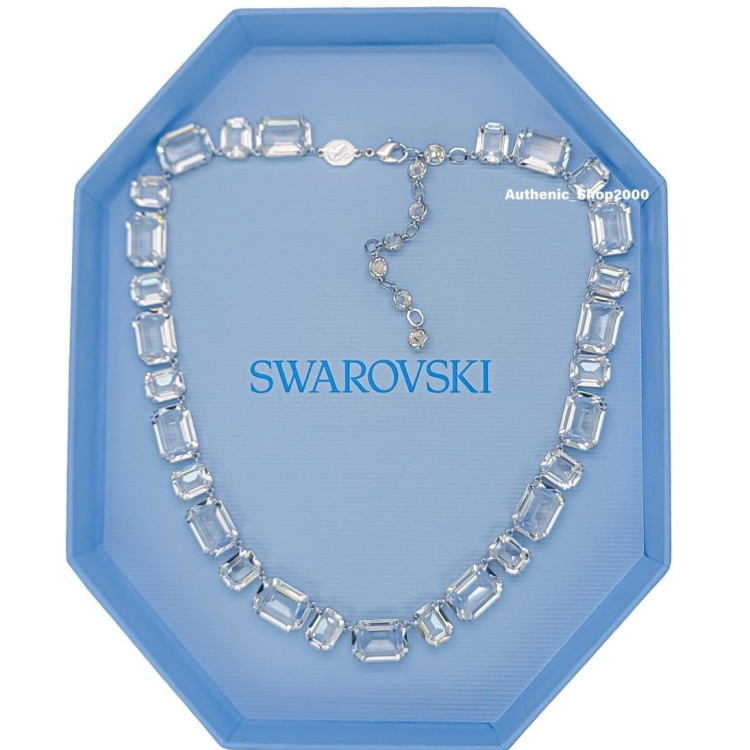 Millenia Tennis necklace Octagon cut, White, Rhodium plated