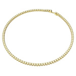 Matrix Tennis necklace Round cut, Small, Yellow, Gold-tone plated