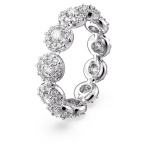 Una ring Round cut, Pavé, White, Rhodium plated