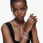 Matrix drop earrings Gradient of round cuts, White, Rhodium plated