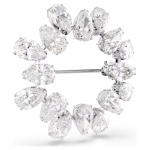 Matrix brooch Pear cut, White, Rhodium plated
