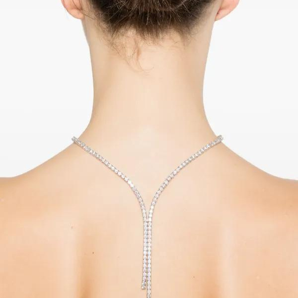 Matrix Y necklace Round cut, White, Rhodium plated