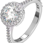 Una cocktail ring Round cut, Pavé, White, Rhodium plated