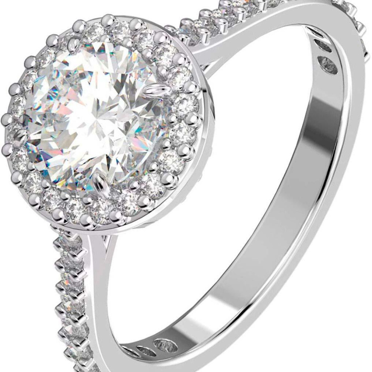 Una cocktail ring Round cut, Pavé, White, Rhodium plated