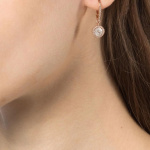Una drop earrings Round cut, Pavé, White, Rose gold-tone plated