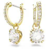 Stilla drop earrings Round cut, White, Gold-tone plated