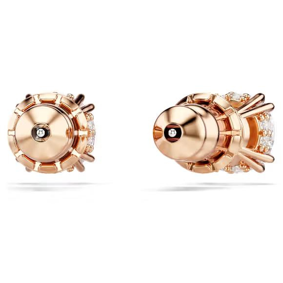 Stilla stud earrings Round cut, White, Rose gold-tone plated