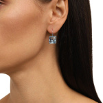 Millenia drop earrings, Square cut, Blue, Rhodium plated