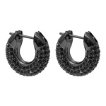 Dextera hoop earrings, Pavé, Black, Ruthenium plated
