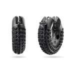 Dextera hoop earrings, Pavé, Black, Ruthenium plated