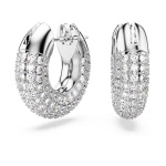 Dextera hoop earrings, Pavé, White, Rhodium plated