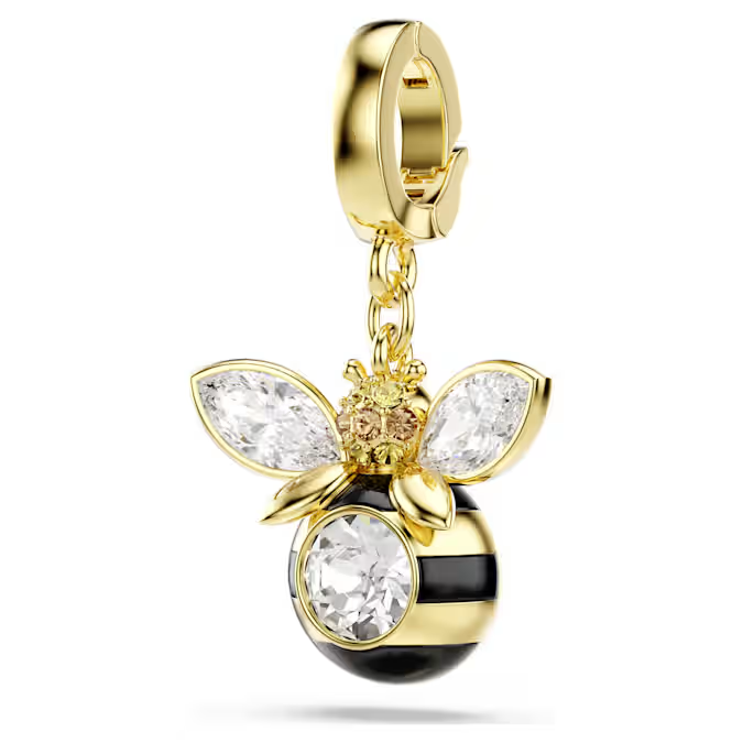 Idyllia charm Mixed cuts, Bee, Multicolored, Gold-tone plated