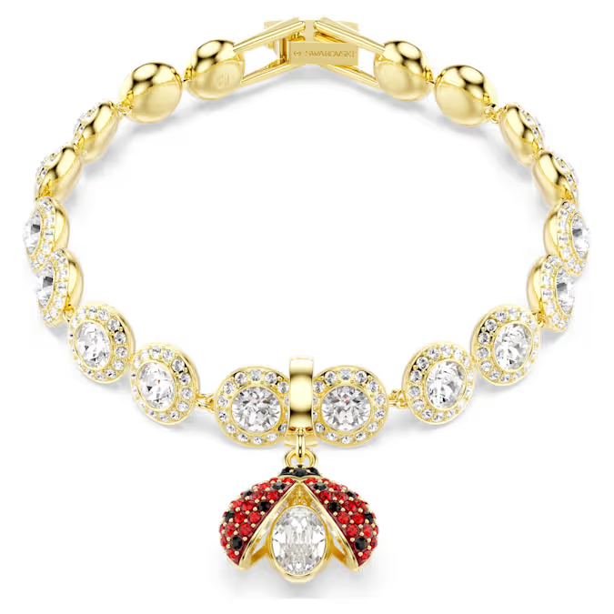 Idyllia charm Mixed cuts, Ladybug, Red, Gold-tone plated