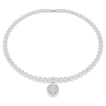 Idyllia charm Mixed cuts, Pearl-colored coating, Heart, White, Rhodium plated