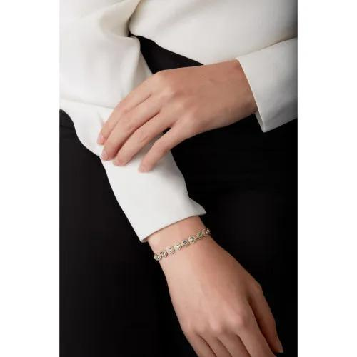 Una Angelic Tennis bracelet Round cut, Pavé, Medium, White, Gold-tone plated