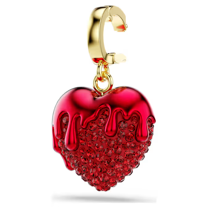 Idyllia charm Round cut, Heart, Red, Gold-tone plated