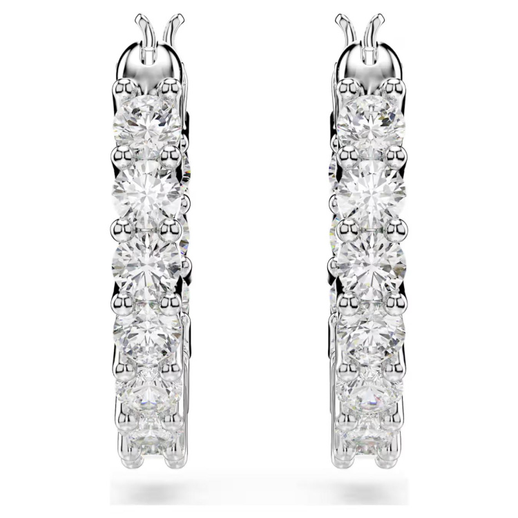 Matrix Vittore hoop earrings Round cut, White, Rhodium plated