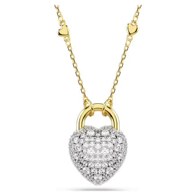 Idyllia pendant Mixed cuts, Heart, White, Gold-tone plated