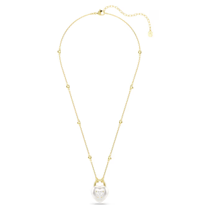 Idyllia pendant Mixed cuts, Heart, White, Gold-tone plated