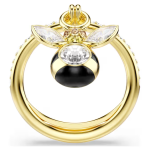 Idyllia motif ring Mixed cuts, Bee, Multicolored, Gold-tone plated