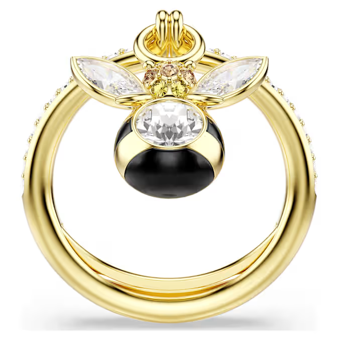 Idyllia motif ring Mixed cuts, Bee, Multicolored, Gold-tone plated