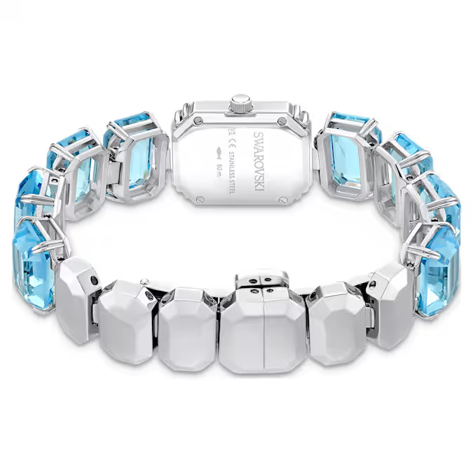 Watch Octagon cut bracelet, Blue, Stainless steel