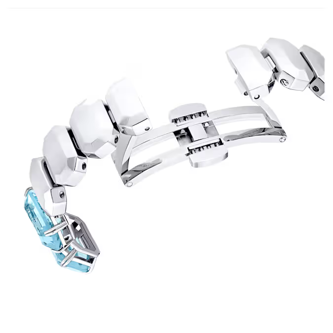 Watch Octagon cut bracelet, Blue, Stainless steel