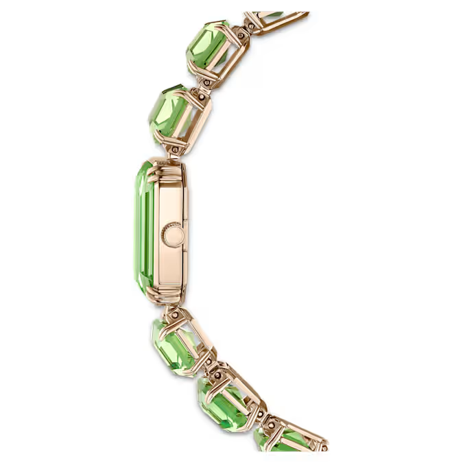 Watch Octagon cut bracelet, Green, Champagne gold-tone finish