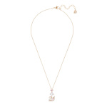 Dazzling Swan Y Necklace, Multi-colored, Rose-gold tone plated